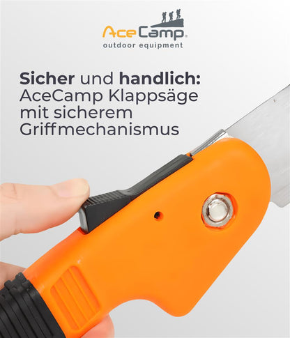 Detailaufnahme Sägeblatt AceCamp Faltbare Klappsäge gezahnte Schneide
