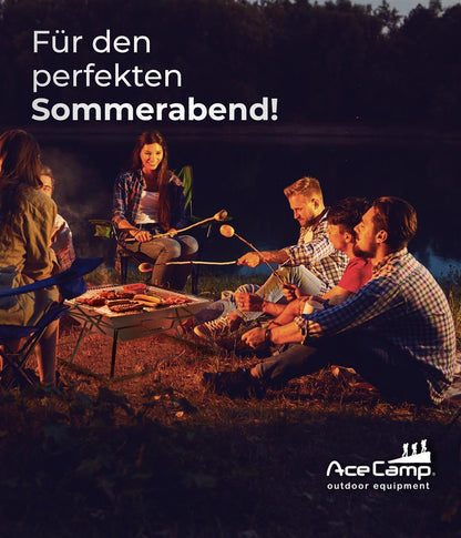 Edelstahl-Grillrost des AceCamp Holzkohlegrill To Go Groß Detailansicht