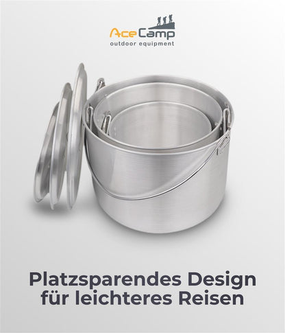 AceCamp Aluminiumtopf 4 L Griff-Detail und Nieten Nahaufnahme