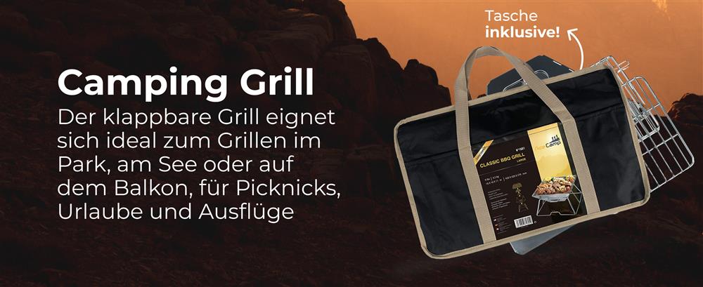 Grillrost des AceCamp Holzkohlegrill Medium Nahaufnahme Edelstahlgitter
