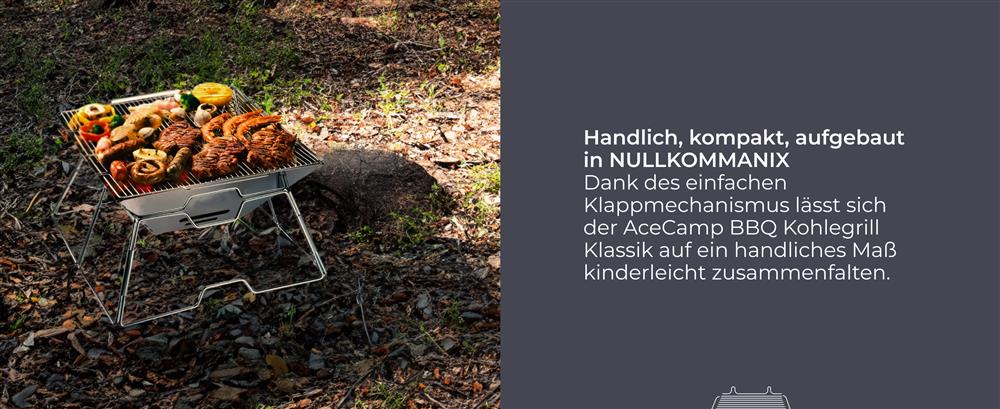 AceCamp Holzkohlegrill To Go Medium in Tragetasche verpackt Campingausrüstung