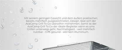 Verpackungskarton AceCamp Holzkohlegrill To Go Medium mit Produktbeschriftung