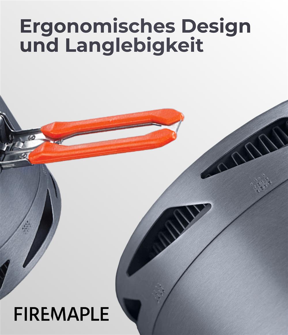Innenansicht des Fire-Maple K2 Aluminiumtopfs mit Maßmarkierungen