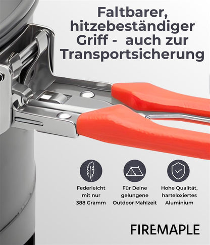 Fire-Maple K2 Topf 1,5 L auf Campingkocher im Outdoor-Einsatz