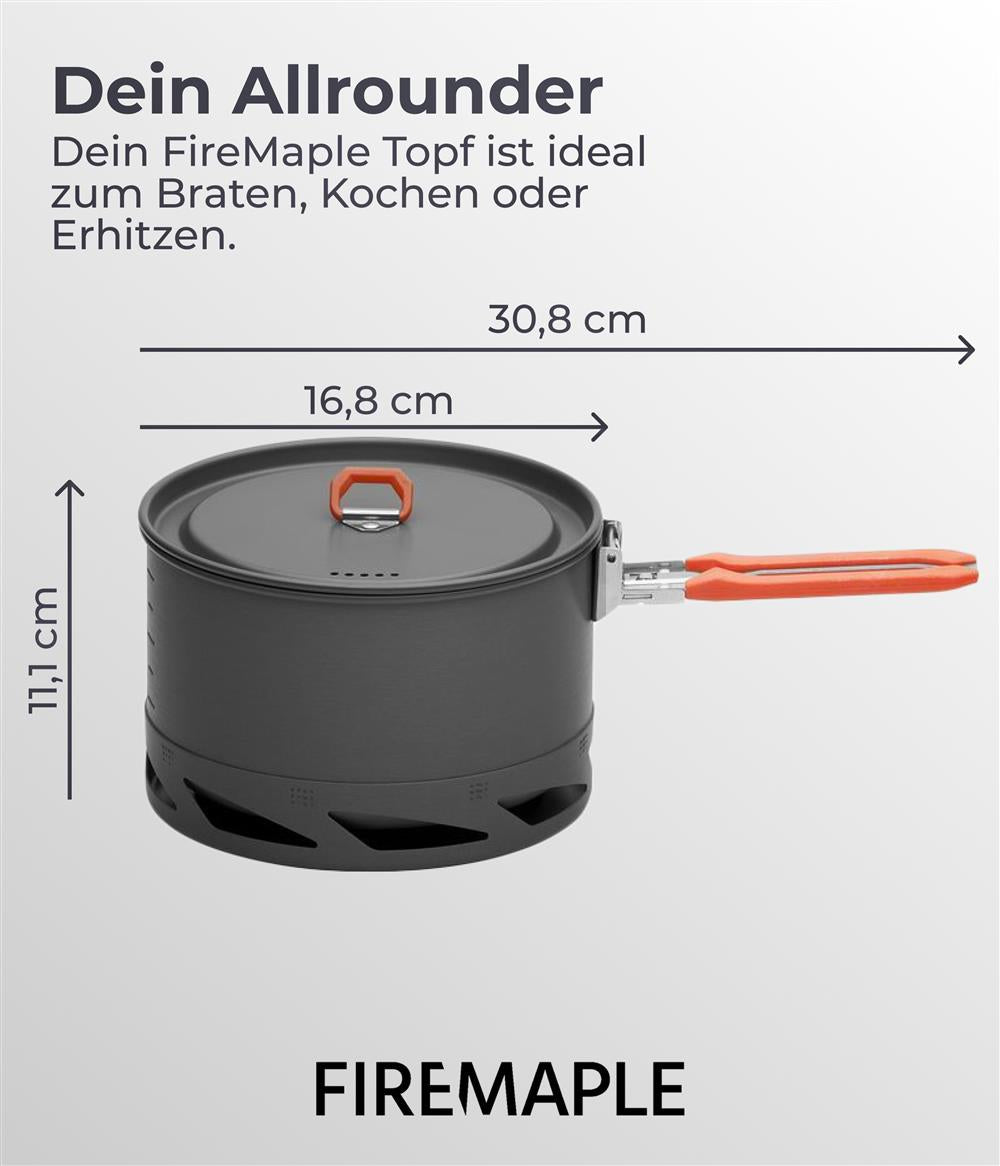 Fire-Maple K2 Campingtopf Orange Verpackung mit Produktbeschreibung