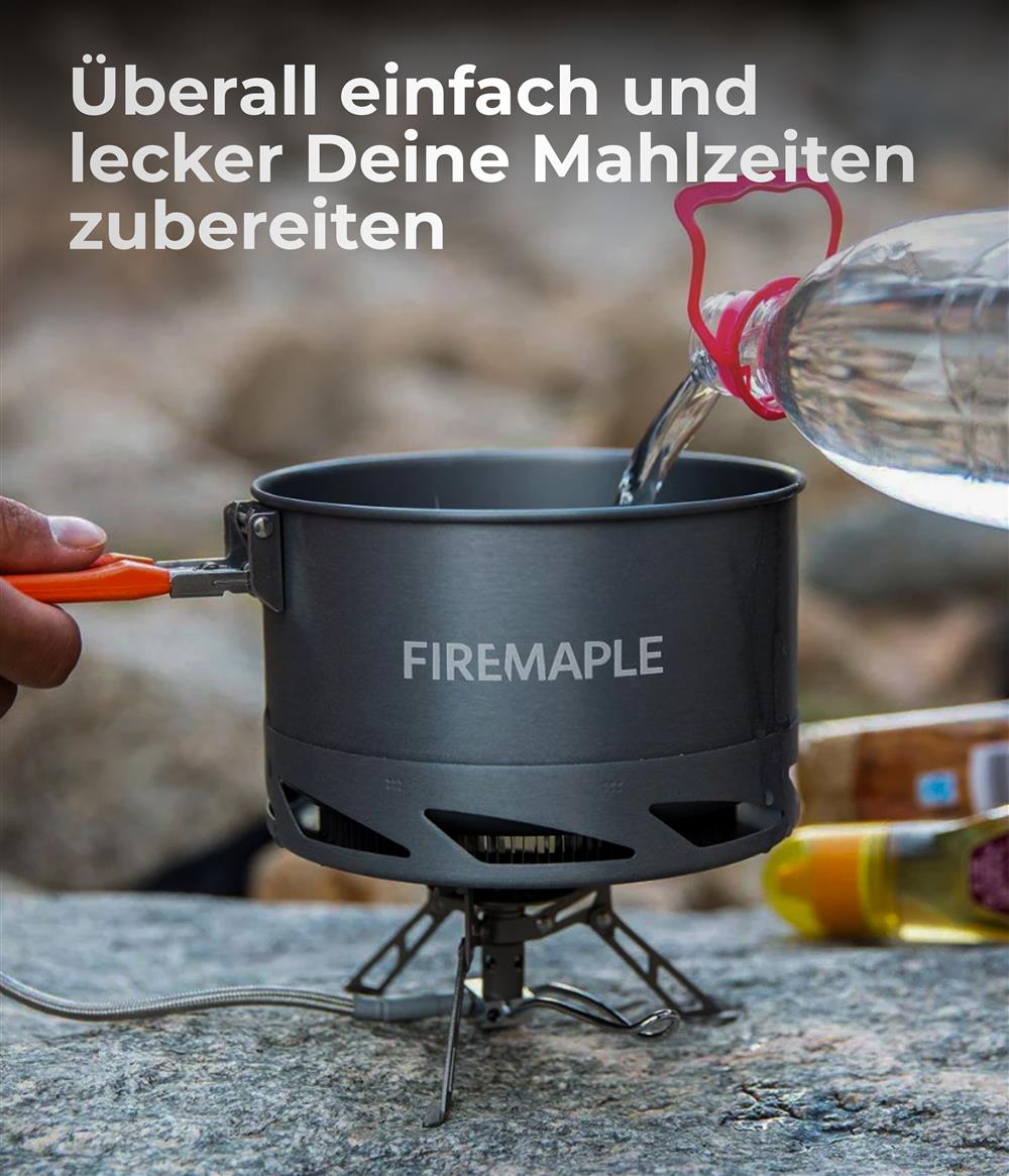 Fire-Maple Campingtopf K2 Größenvergleich neben Outdoor-Zubehör