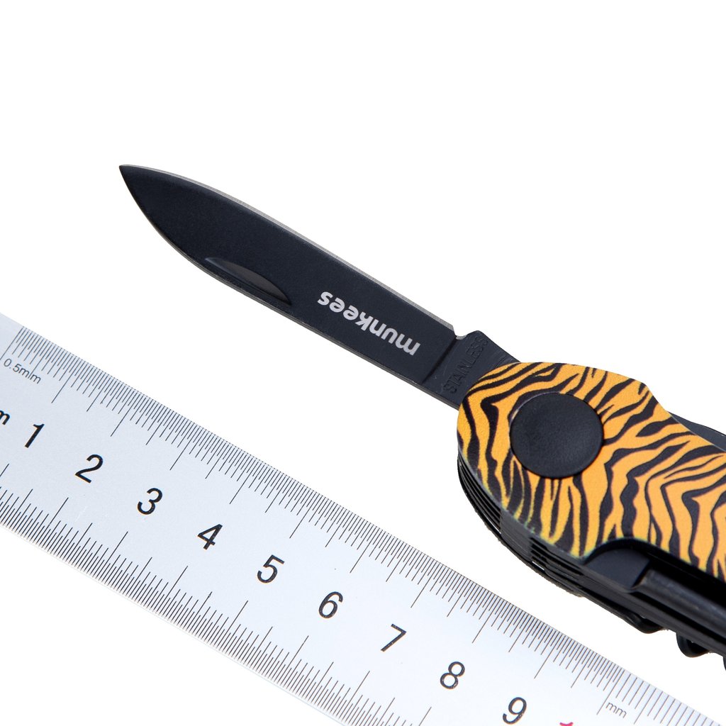 munkees Taschenmesser Tiger Griffschalen Nahaufnahme Farbdetail