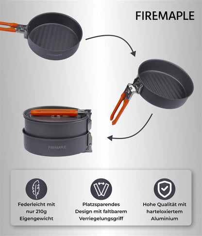 Fire-Maple Campingpfanne 0,9L mit eingeklapptem Griff für kompaktes Verstauen