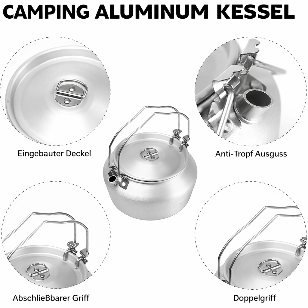 Nimbus Aluminium Kessel 1,2 L auf Campingkocher in Betrieb