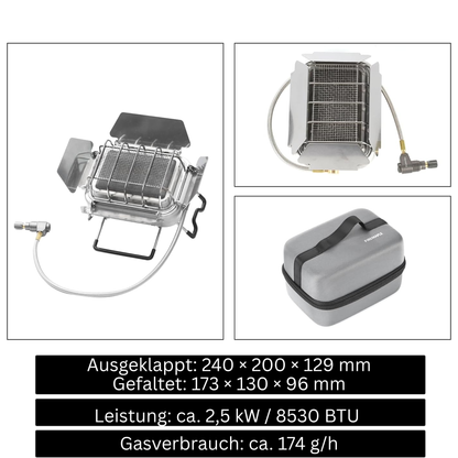Sunflower X 2-in-1 Gas Campingkocher & Outdoor-Heizer Kompakt, regulierbare Infrarot-Wärme