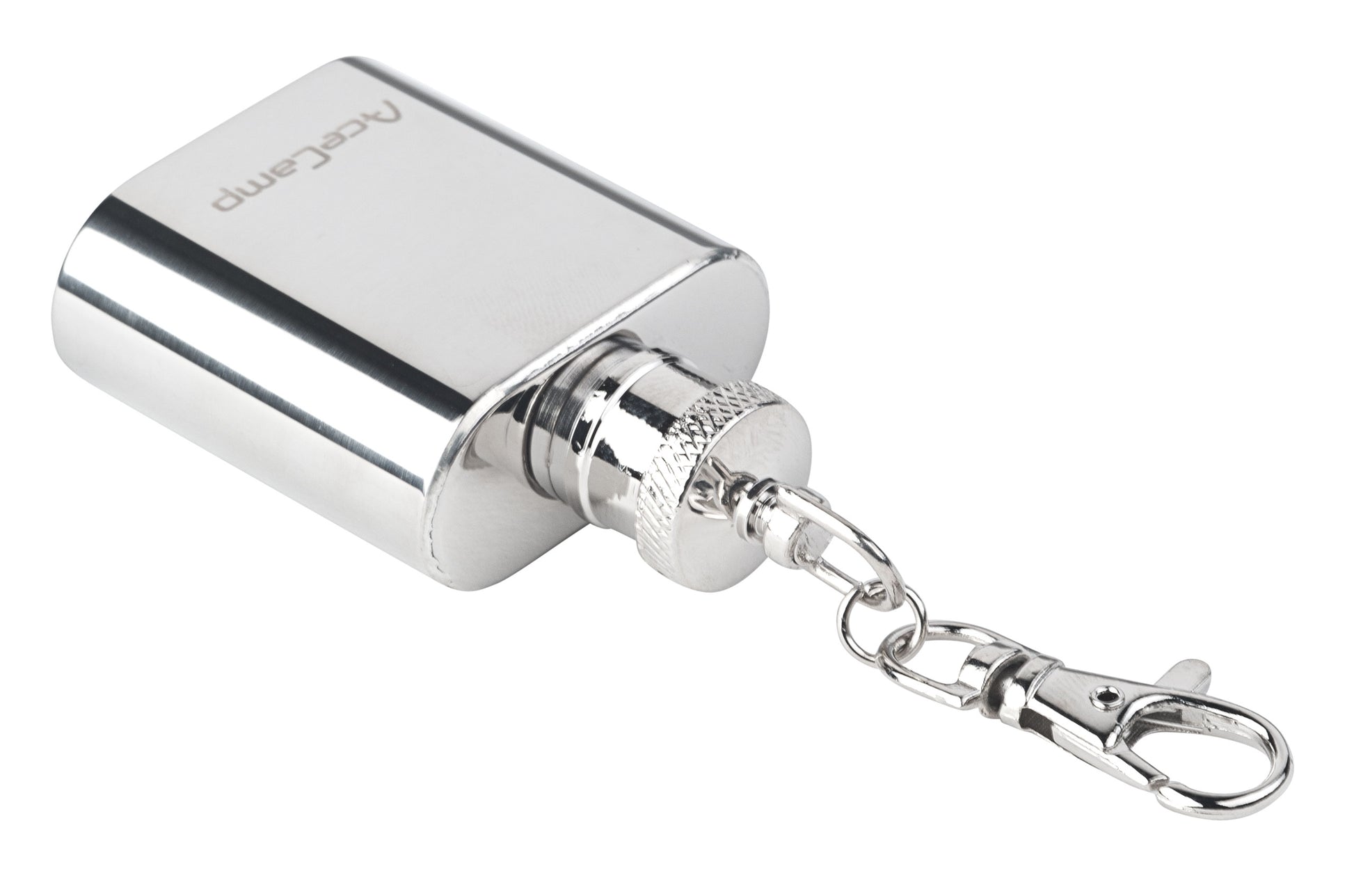 AceCamp Mini Flachmann Edelstahl 30 ml mit Schlüsselring Größenvergleich