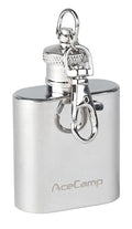 AceCamp Edelstahl Schlüsselanhänger Flachmann 30 ml Frontansicht silber