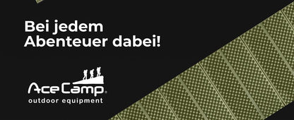 AceCamp Liegematte 186x56 cm – Detailansicht des Befestigungsriemens zum Rollen