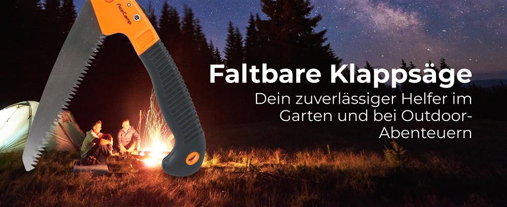 AceCamp Faltbare Klappsäge Verpackung mit Produktbeschriftung