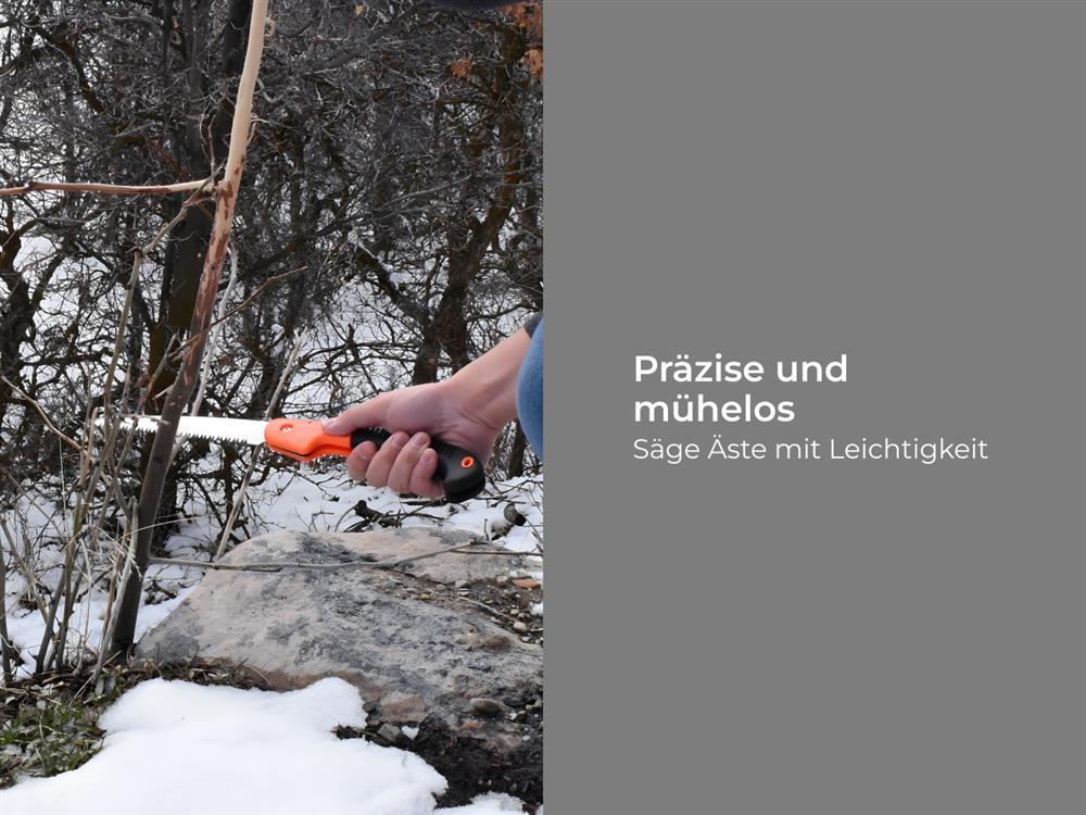 AceCamp Faltbare Klappsäge neben Rucksack Größenvergleich Outdoor-Einsatz
