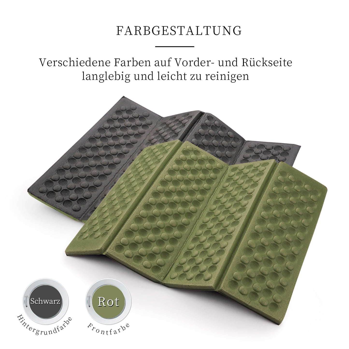 Detailansicht Oberfläche des faltbaren Sitzkissens 40x30 cm grün